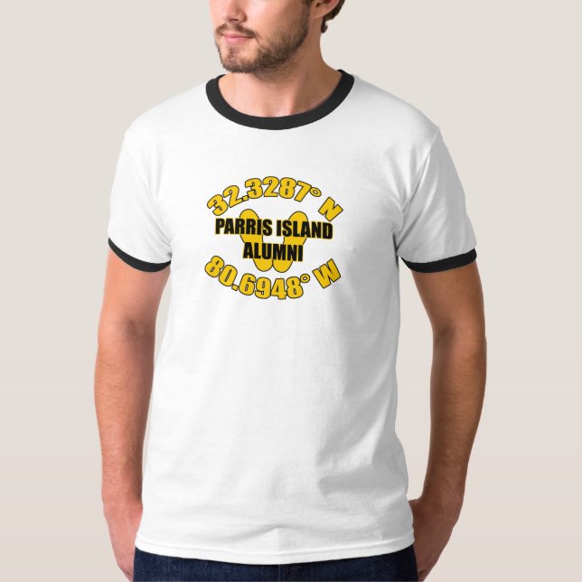 T-shirt Parris île Empreintes jaunes/ Longitude et Lat (Devant)