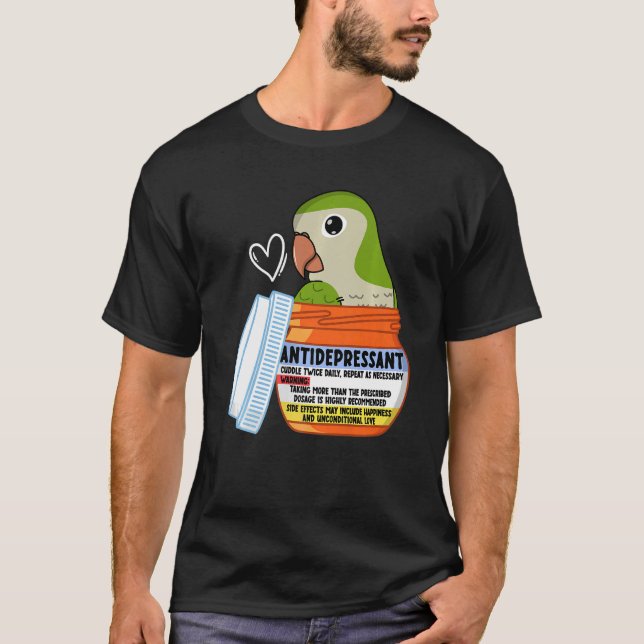 T-shirt Parroquet antidépresseur I Parakeet moine vert Q (Devant)