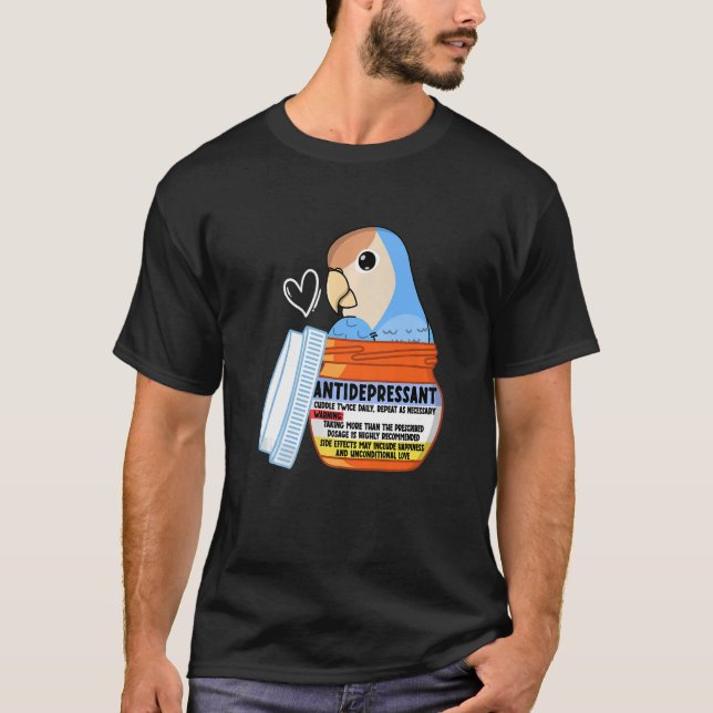 T-shirt Parrot antidépresseur mignon I Peach face bleu amo (Devant)