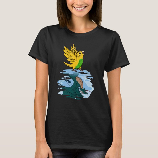 T-shirt Parrot & Dragon Reflection I Yellow Budgie Budgeri (Devant)