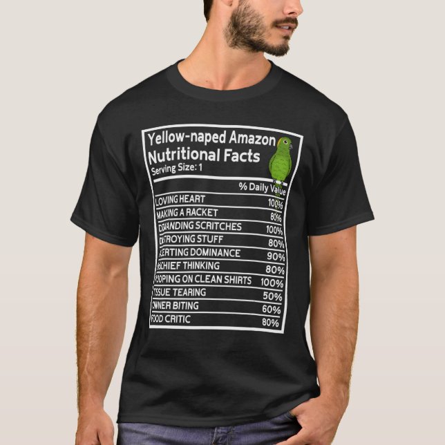 T-shirt Parrot Faits nutritionnels I Jaune napé Amazon (Devant)