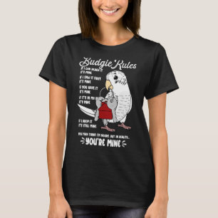 T-shirt Parrot House Rules C'est à moi I White Budgie Budg