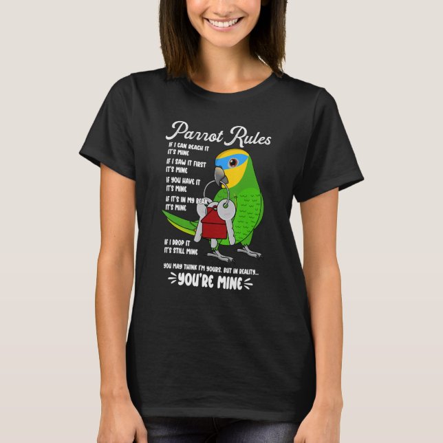 T-shirt Parrot House Rules It's Mine I Orange-winged Amazo (Devant)