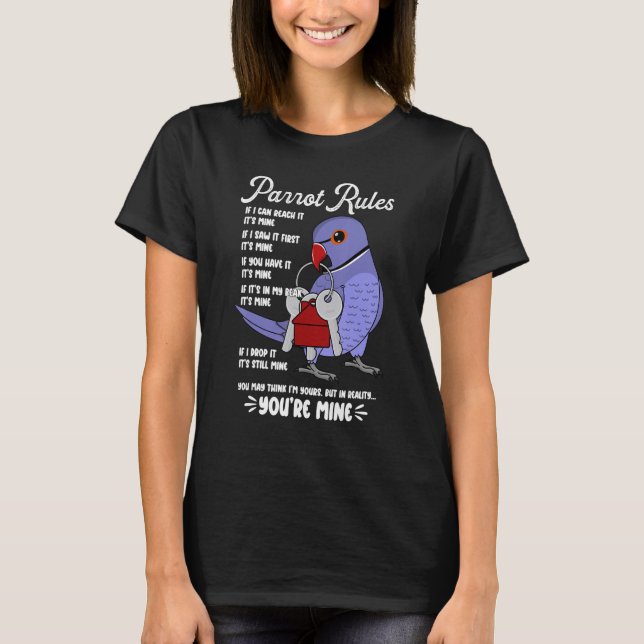 T-shirt Parrot House Rules It's Mine I Violet Indian Ringn (Devant)