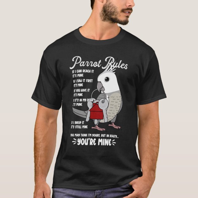 T-shirt Parrot House Rules It's Mine I White-faced Grey Co (Devant)