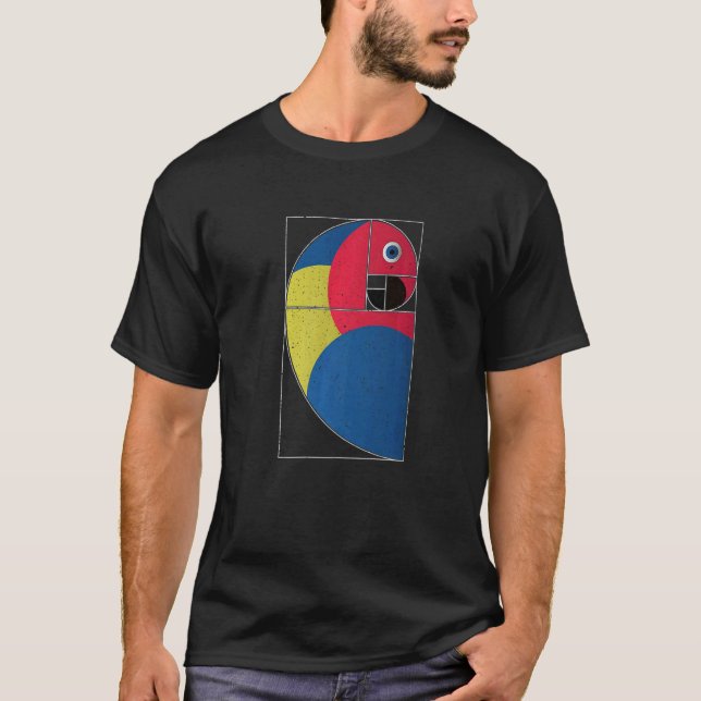 T-shirt Parrot Macaw vintage Coloré En Fibonacci Golden (Devant)