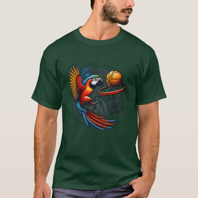 T-shirt Parrot Playing Basketball Hobby Sports Birds funny (Devant)