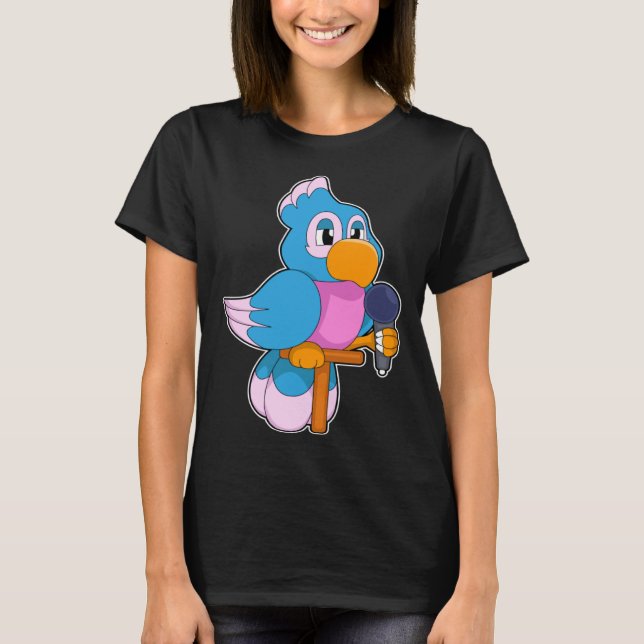 T-shirt Parrot Singer Microphone Music (Devant)