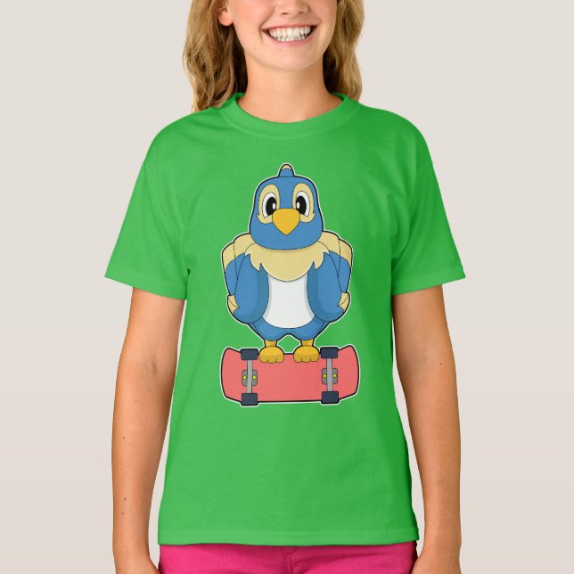 T-shirt Parrot Skater Skateboard (Devant)