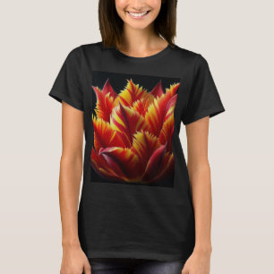 T-shirt Parrot Tulip Floral Rouge et Jaune