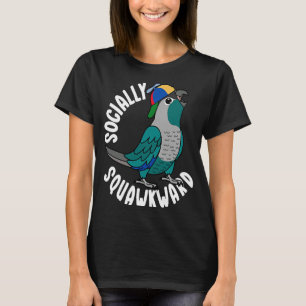T-shirt Parrot vert turquoise I à la pointe agitée