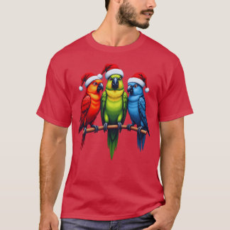 T-shirt Parrots de Noël Père Noël Funny Noël Bird Vacances