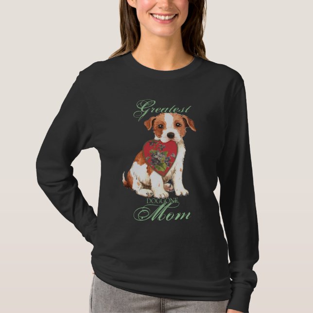 T-shirt Parson Russell Terrier Coeur Maman Long Manche T-S (Devant)