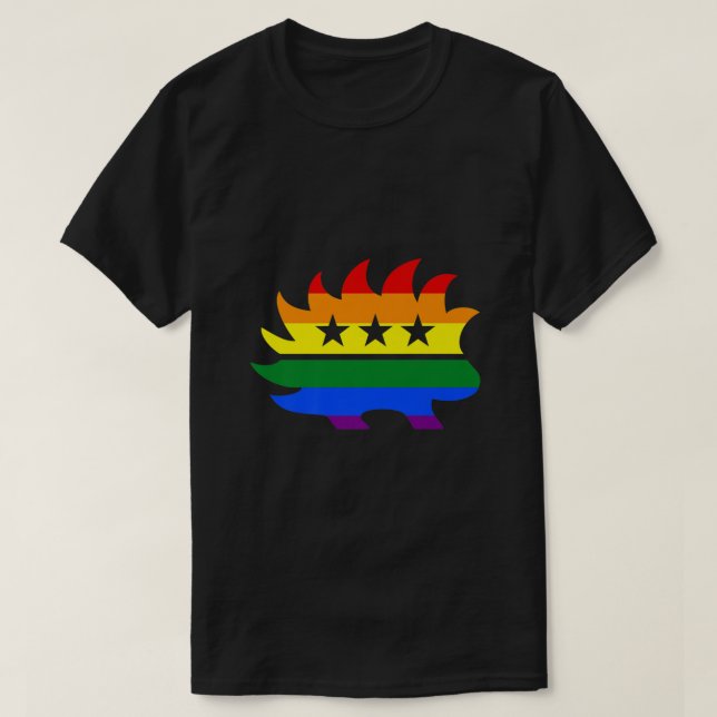 T-shirt Parti libertaire Porcupine Logo Arc en ciel LGBT G (Design devant)