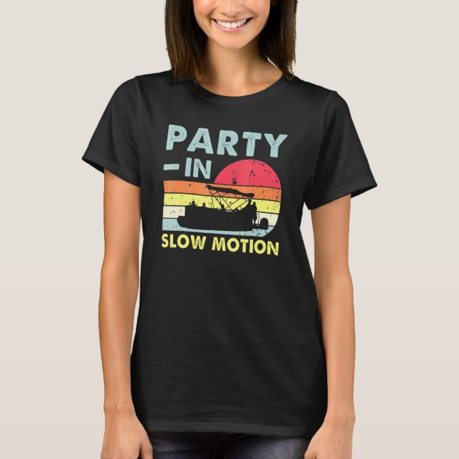 T-shirt Partie En Mouvement Lent Ponton Bateau Retro Vinta (Devant)