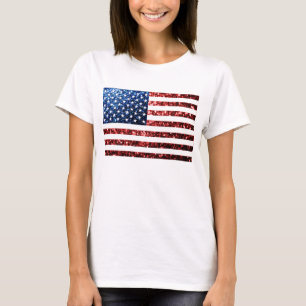 T-shirt PARTIES SCINTILLANT américaines drapeau rouge bleu