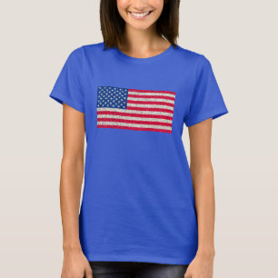 T-shirt Parties scintillant Bleue Rouge Patriotique Améric