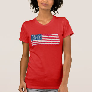 T-shirt Parties scintillant Bleue Rouge Patriotique Améric