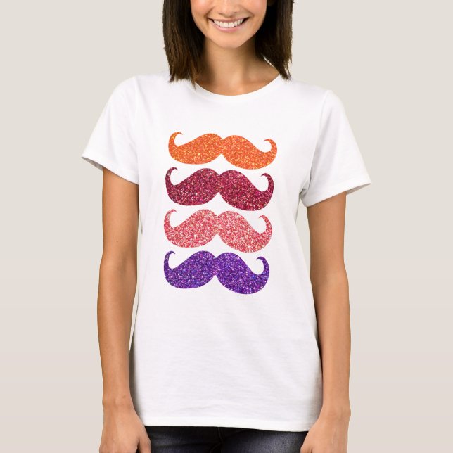 T-shirt Parties scintillant colorée Moustache (Devant)