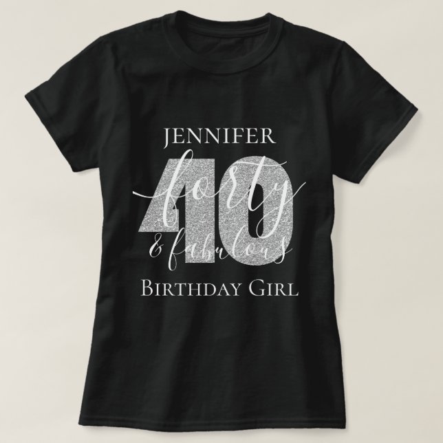 T-shirt Parties scintillant d'anniversaire de 40 ans d'arg (Design devant)
