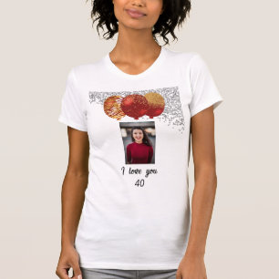 T-shirt Parties scintillant d'argent et d'or Ballons rouge
