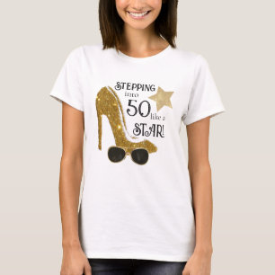 T-shirt Parties scintillant d'or âge personnalisé Annivers