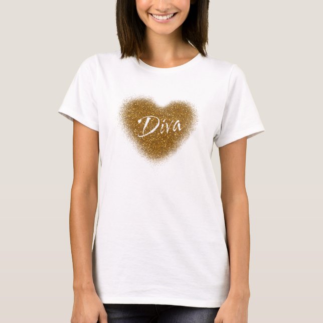 T-shirt Parties scintillant d'or DIVA Coeur Glamor Débarde (Devant)