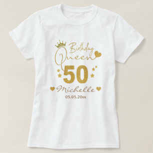 T-shirt Parties scintillant d'or personnalisée 50e anniver