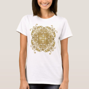 T-shirt Parties scintillant en or étincelante fleur de man