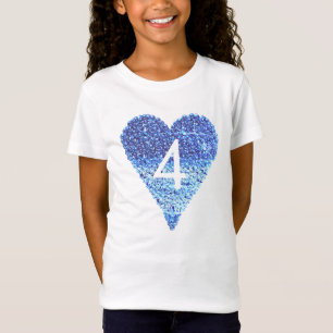 T-Shirt Parties scintillant étincelante Coeur bleu 4e anni