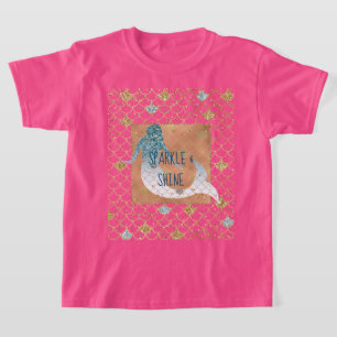 T-shirt Parties scintillant étincelante en or bleu Mermaid