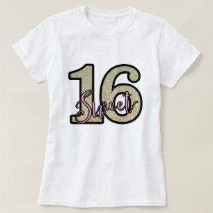 T-shirt Parties scintillant Gold Faux Imprimer Sweet sixte