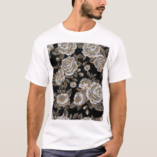T-shirt Parties scintillant Gold Floral : Étincelle Vintag