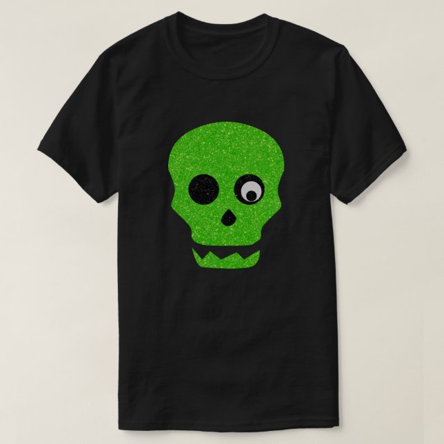 T-shirt Parties scintillant Halloween crâne vert (Design devant)