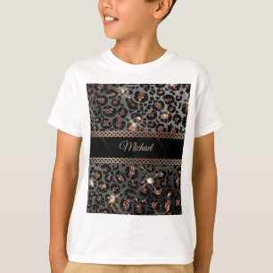 T-shirt Parties scintillant Leopard Black Gold personnalis