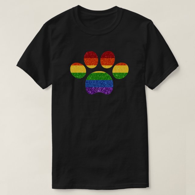 T-shirt PARTIES SCINTILLANT LGBT Empreinte de patte arc-en (Design devant)