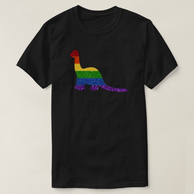 T-shirt PARTIES SCINTILLANT LGBT Rainbow Dinosaur (Design devant)