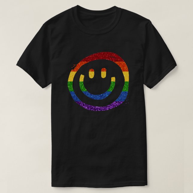 T-shirt PARTIES SCINTILLANT LGBT Rainbow Marker Smiley (Design devant)