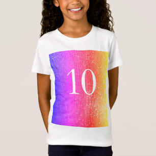 T-Shirt Parties scintillant pétillante Arc en ciel 10e ann