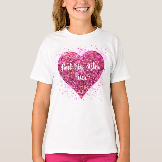T-shirt Parties scintillant rose étincelle coeur meilleure (Devant)