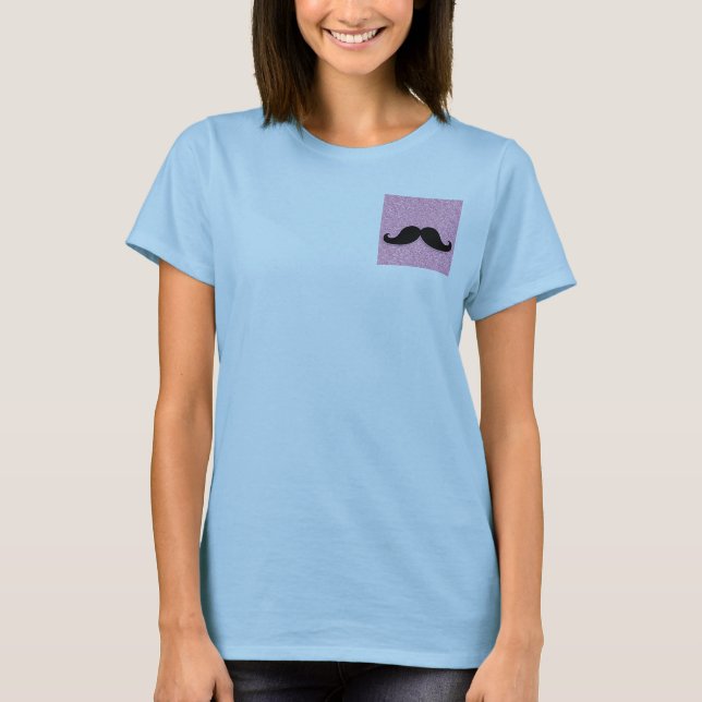 T-shirt Parties scintillant ROSE MUSTACHE NOIRE IMPRIMÉE (Devant)
