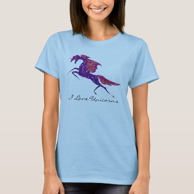 T-shirt Parties scintillant Unicorne Peinte Artistique Éti (Devant)