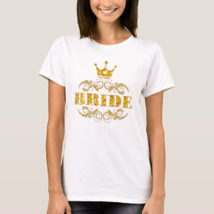 T-shirt Parties scintillantes de jeune mariée d'or sur
