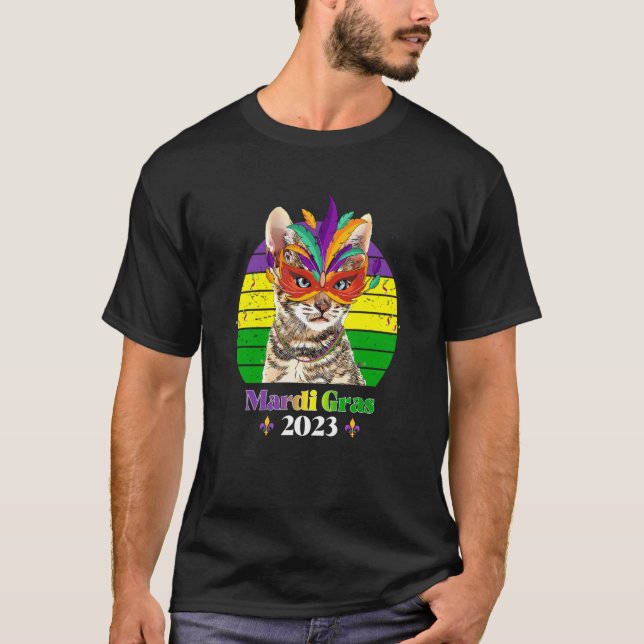 T-shirt Party Cat Mask Beads Mardi Gras 2023  7 (Devant)