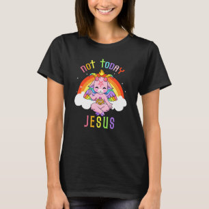 T-shirt Pas aujourd'hui Jésus mignon Satan Baphomet Chèvre