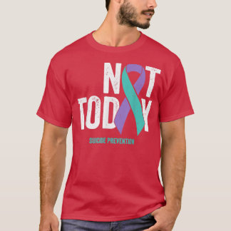 T-shirt Pas Aujourd'Hui T Purple Turquoise Ribbon Préventi