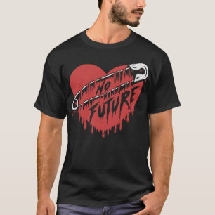 T-shirt Pas de futur Épingle de sécurité Cœur Punk Rock Gr
