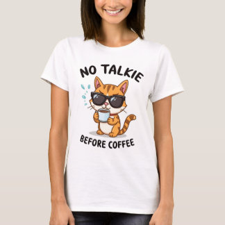 T-shirt "Pas de Parole Avant le Café" - Chat Drôle