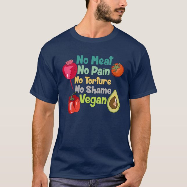 T-shirt Pas de viande pas de douleur Vegan dire (Devant)
