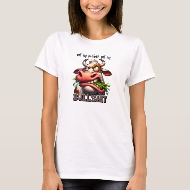 T-shirt Pas mon pâturage pas mon problème vache en colère (Devant)